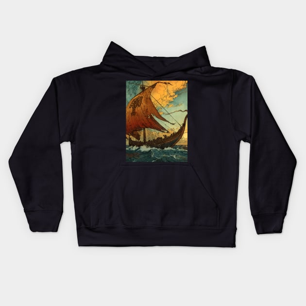 Saga of the Norse: Viking Exploration, Epic Tales, and Anime-Manga Heritage in Vinland Saga Art Kids Hoodie by insaneLEDP